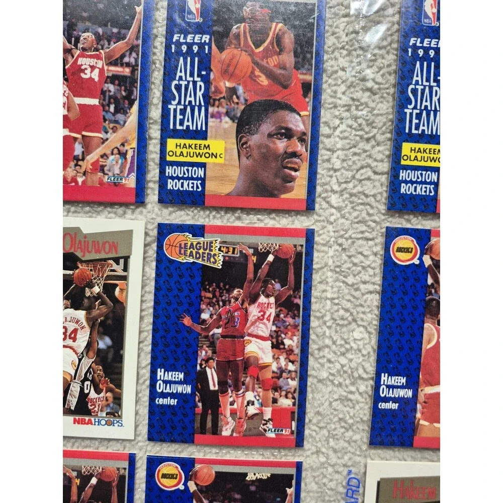 Hakeem Olajuwon Lot of 15+ Cards – 1991 Fleer All-Star, League Leaders, NBA...
